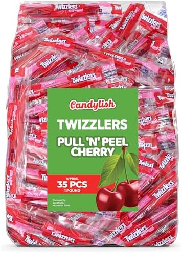 Twizlers Pull 'n' Peel Cherry Bulk Pack, 1 lb (Approx. 35 Pieces)