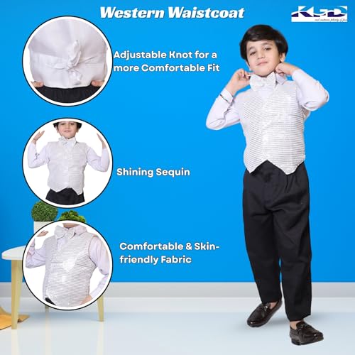 Image of Kaku Fancy Dresses Plain Waistcoat for Kids /Plain Jacket for Kids | Sequin Work Shinning Waist Coat For Annual Day Dance Competition (Only Jacket /Waistcoat - Shirt & Pant Not Included)