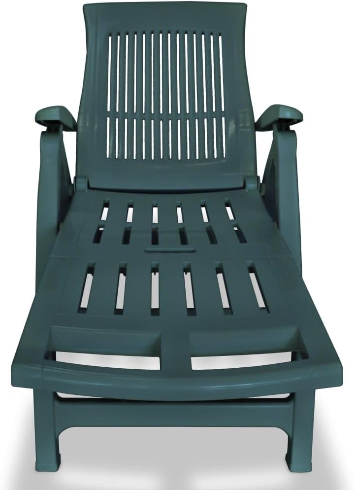 vidaXL Sunlounger Green Plastic One Size Foldable Sun Lounger