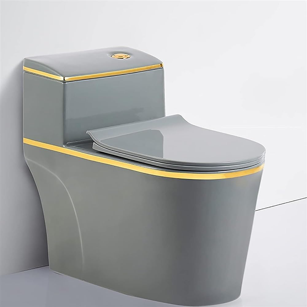 Inodoro de cerámica gris, inodoro súper sifónico, inodoro de una pieza de doble descarga para el hogar, hotel, baño, inodoro creativo silencioso, B-720 x 390 x 630 mm