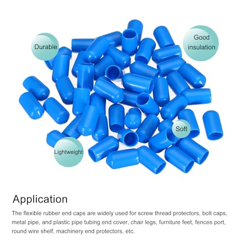 Image of MECCANIXITY 50pcs 8mm(5 /16 inch) Rubber End Caps Cover PVC Vinyl Screw Thread Protector Round Wire Shelf Caps for Screw Bolt Pipe Fence Post, Light Blue