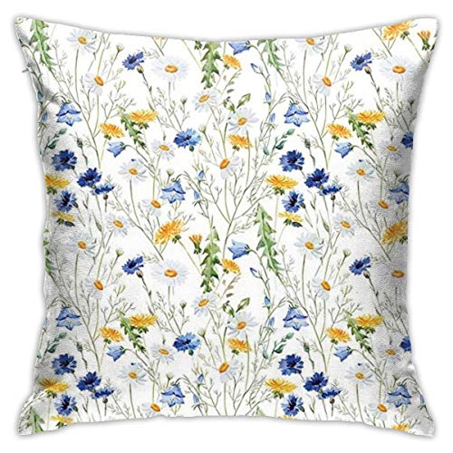 Poppies And Daisies Floral Printing Pillows Case Soft Throw Pillow Double-Sided Digital Printing Couch Pillowcase Square 45Cm45Cm #TOP16