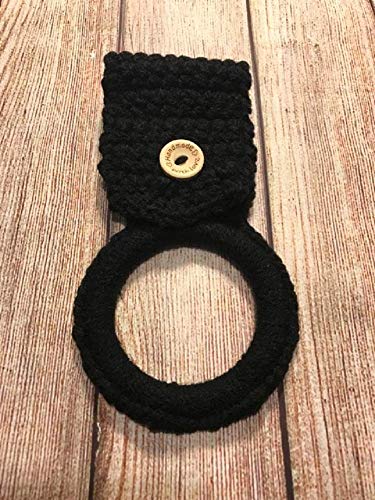 Black Crochet Hanging Dish Towel Holder
