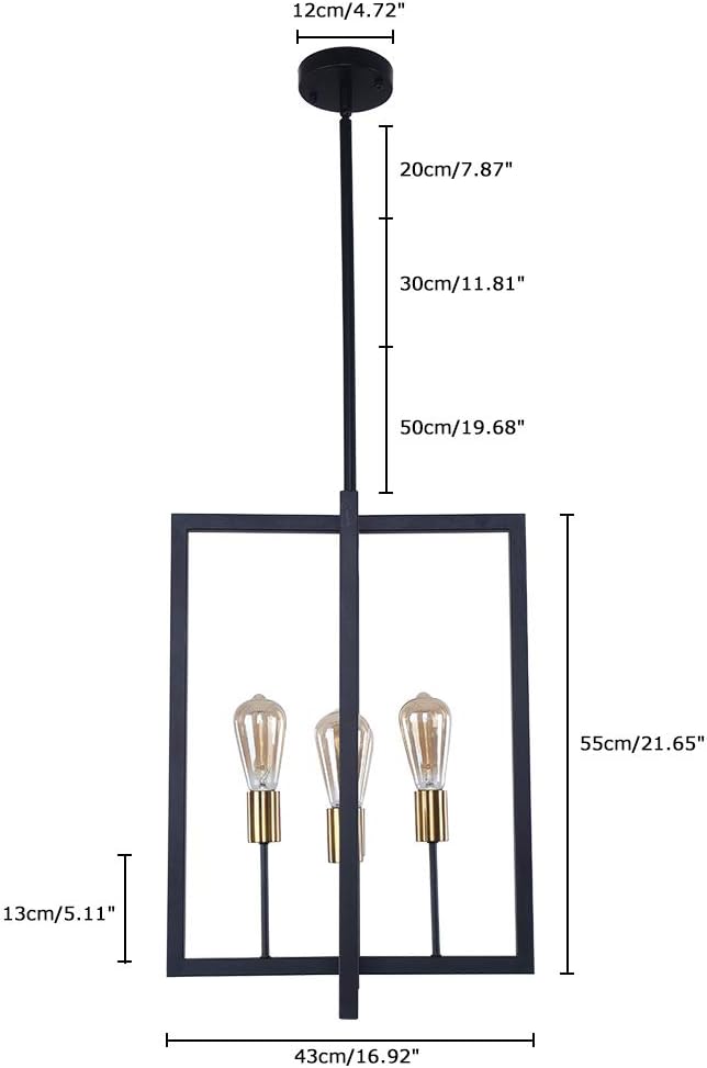 Flash Deals - 60% OFF Lingkai Modern Kitchen Island Light Pendant Chandelier 4-Light Hanging Light Fixture Ceiling Light Matte Black with Antique Brass Finish