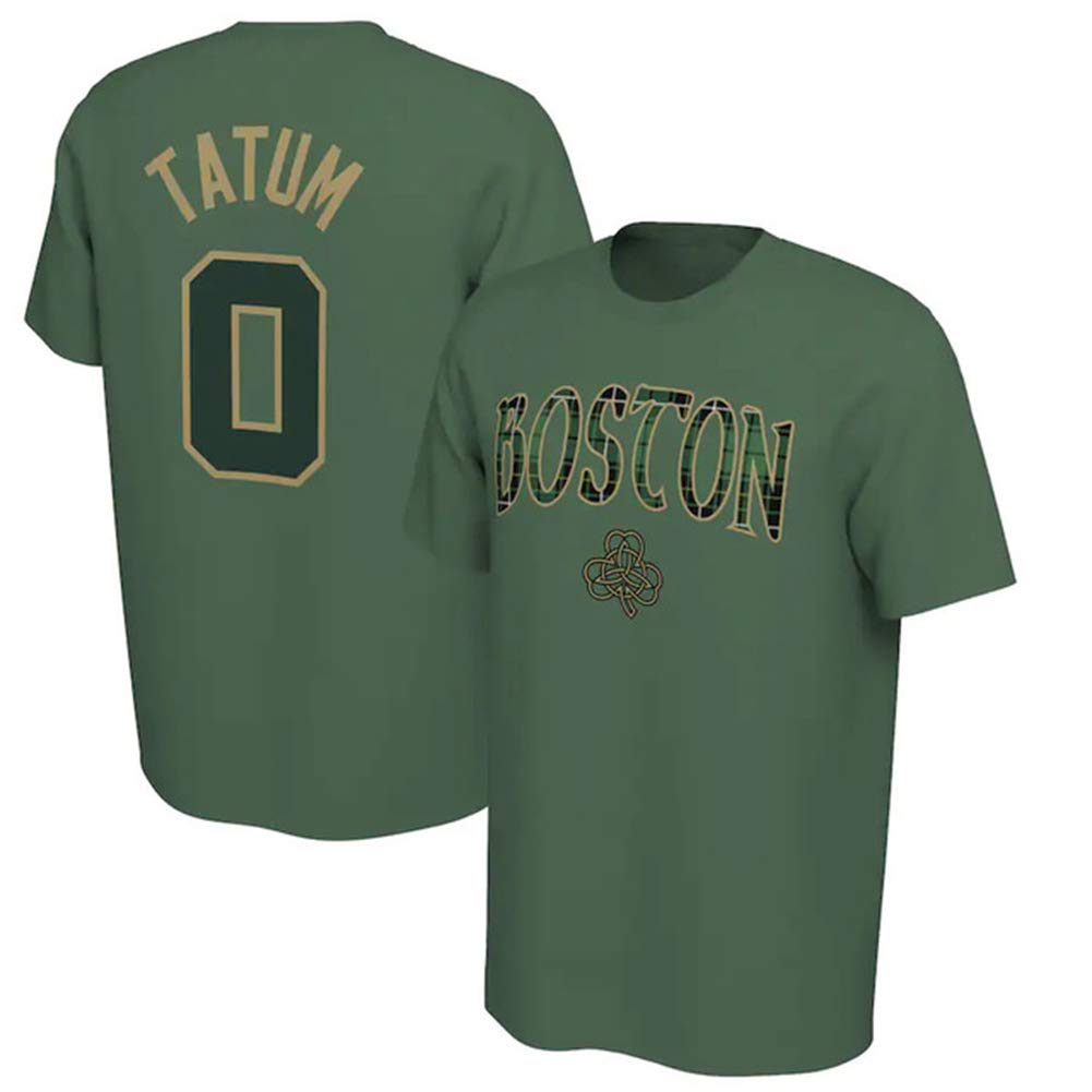 HS-Zak MillerCEL Boston Celtics Jayson Tatum #0 Basketball Jersey Sweatshirt Cotton T-Shirt Leisure Sport All-Star Short Sleeve Youth Sweatshirt,Green 2,XXL