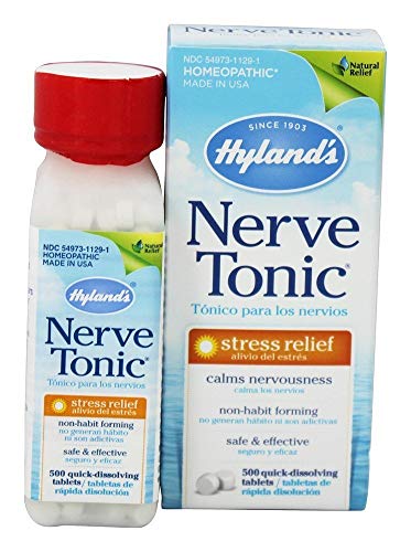 Hyland's Stress and Anxiety Relief Supplement, Nerve Tonic, Natural Relief of Nerve Pain, Restlessness, Nervousness and Irritability Symptoms, Quick Dissolving Tablets, Non-Habit Forming, 500 Count