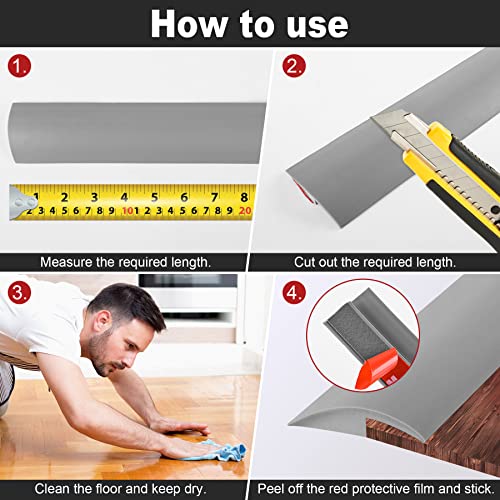 10Ft Carpet Floor Transition Strip, Self Adhesive Floor Edging Trim Strip, Pvc Threshold Cover For Doorway, Floor Divider Strip Suitable For Threshold Transitions With A Height Less Than 5 Mm - Gray #TOP4
