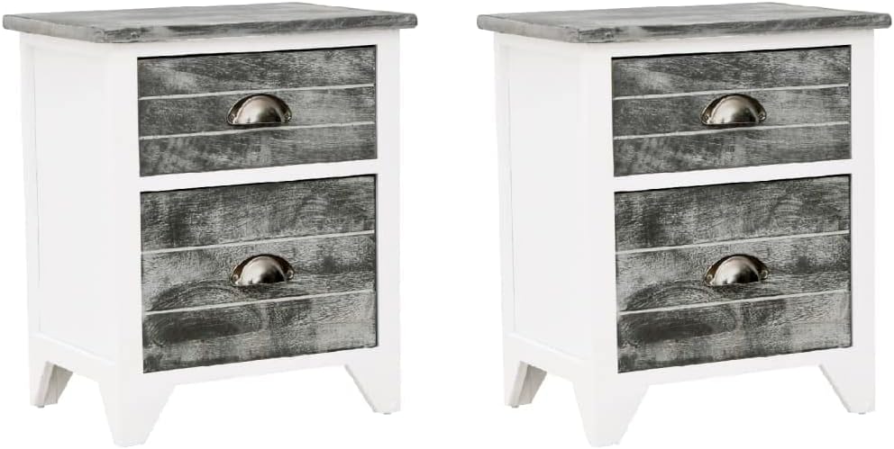 vidaXL 2X Nachttisch 2 Schubladen Nachtschrank Nachtkonsole Nachtschränkchen