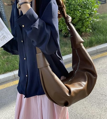 Image of Pocadri Womens Fashion Shoulder Crossbody Bag Soft Vegan leather Hobo Tote Purse Large Dumpling Handbag Top Handle Y2k Satchel, Black