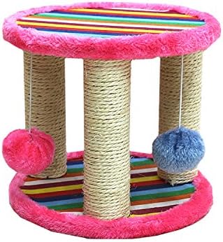 Ouzen Hot Pink Cat Climbing Scratching Post with Cat Tree Balls
