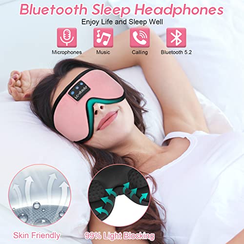 LC-dolida Sleep Headphones, Sleep Mask Bluetooth Wireless Music Eye Mask, Sleeping Headphones for Side Sleepers Sleep Mask with Bluetooth Headphones Ultra-Thin Stereo Speakers Perfect for Sleeping - Image 3