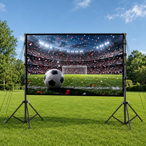 Pantalla de proyector exterior con soporte, pantalla portátil gruesa, plegable sin arrugas con bolsa, para patio trasero, camping, fiestas y cine en casa 60'' miniatura 1