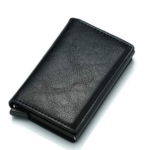 RFID Card Protector Blocking Auto Pop up Aluminum Leather Unisex High Capacity Card Holder2