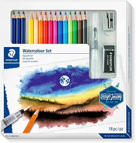 STAEDTLER 61 100C charcoal set with 6 Mars Lumograph black pencils, 3 Mars Lumograph charcoal pencils, 1 blending stump, 1 kneading artists eraser and 1 metal double-hole sharpener, 61 100C ST