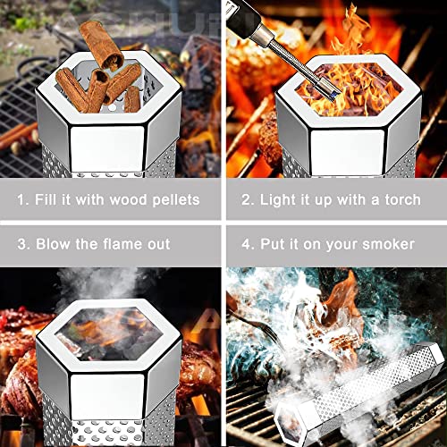 Aghurl Pellet Smoker Tube, Premium 12 Inches Stainless Steel Smoke Tube With Cleaning Brush For All Grill Or Smoker, Hot Or Cold Smoking #TOP4