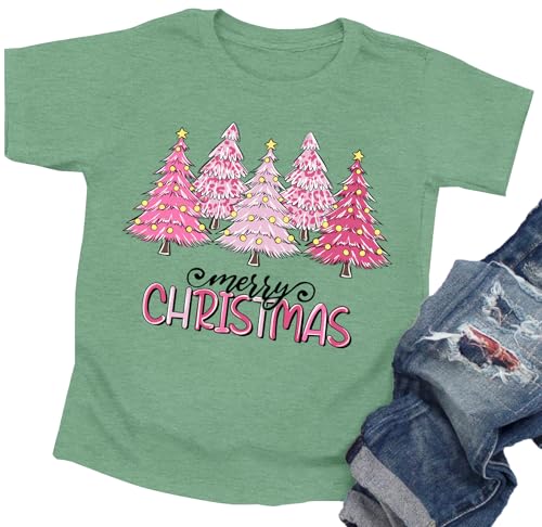Christmas Shirts Toddler Boys Girls Xmas Buffalo Plaid Trees T-Shirt Christmas Graphic Tees Holiday Tops