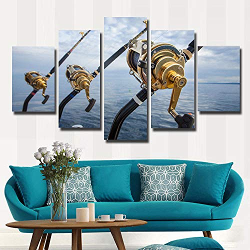 Idée cadeau canne à pêche image décoration murale salon 5 pièces