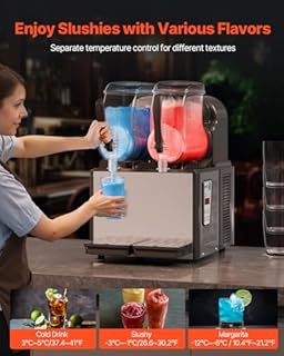 Uargd Commercial Slushy Machine, 4Lx2 Dual Tank Frozen Beverage Dispenser, 32 Cups Stainless Steel Smoothie and Frozen Drink Maker, Slushie Machine for Home Gatherings, Restaurants, Cafes, and Bars