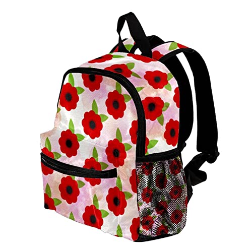 Sac à dos coquelicots rouges imperméable pour protéger les cahiers - 3