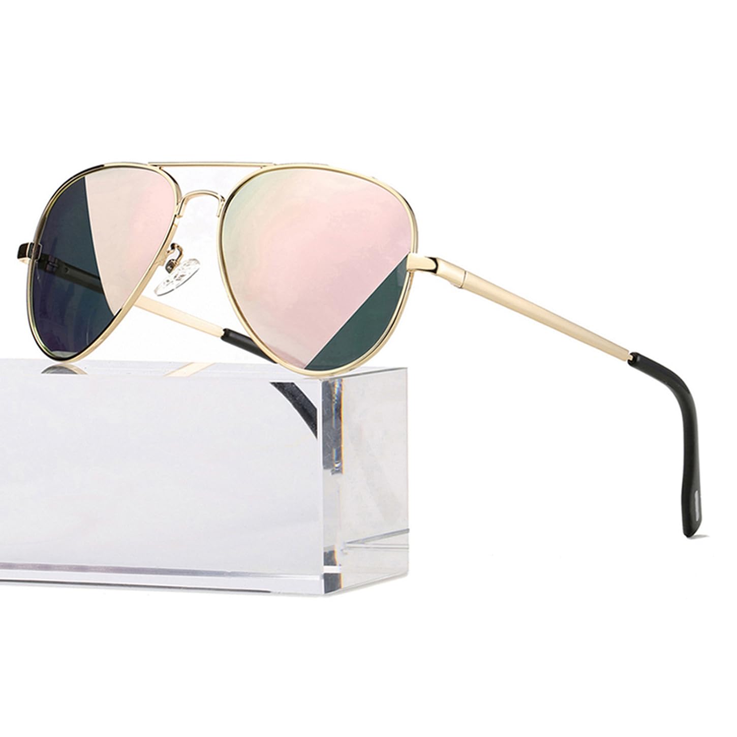 HJSTES Polarized Aviator Sunglasses for Women Men Classic Metal Shades Mirror Lens 100 UV Blocking 58mm