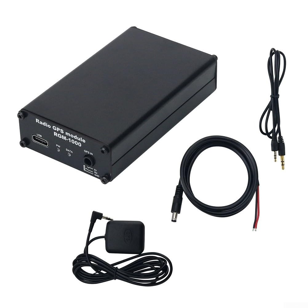 RGM-1000 Radio GPS Set für ICOM IC-9700 und IC-7100 Funkgeräte mit 12V und USB Stromversorgung, externer GPS Empfänger mit RS232C und USB Datenoutput, Metallgehäuse