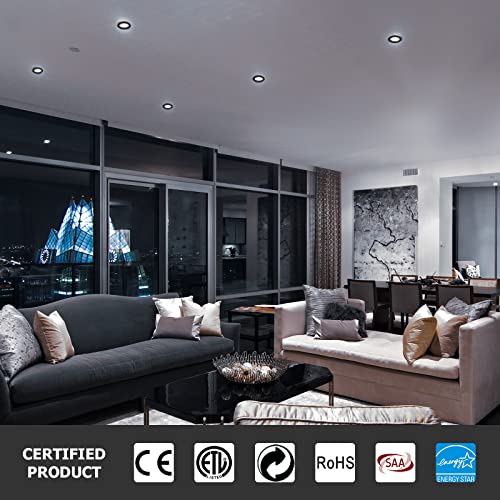 12 Pack Recessed Lighting 4 Inch With Junction Box, 5Cct 4 Inch Black Led Recessed Lights Dimmable 2700K/3000K/4000K/5000K/6000K, 9W 700Lm Ultra Thin Recessed Lighting - Etl And Energy Star Certified #TOP5