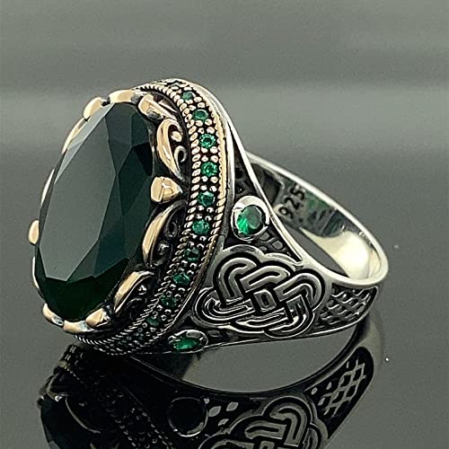 Man Handmade Ring, Emerald Stone Ring, Green Stone Ring, Ottoman Style Men Ring, Gift For Him, 925K Sterling Silver Ring #TOP4
