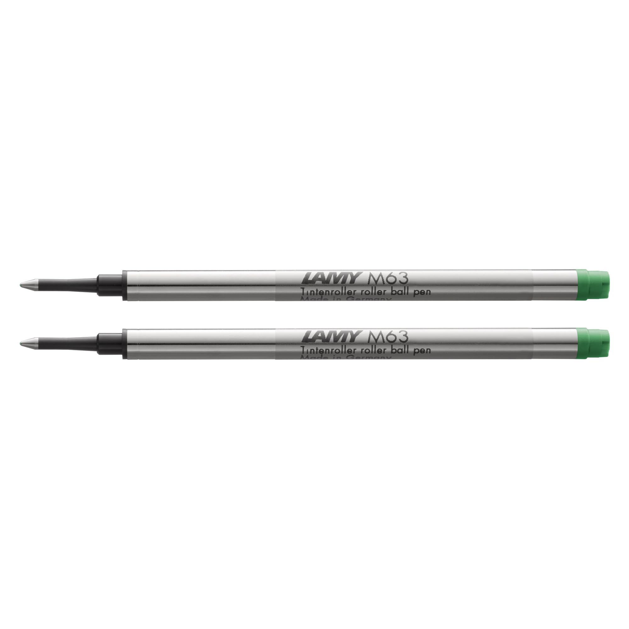 Lamy M63 2-pack of large-capacity metal rollerball refills - Original replacement refills for all rollerball pens with cap - Document-proof - Medium line width in green ink โ image 1