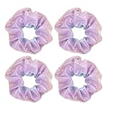 Maiitmor 4個パック シャイニーメタリック レインボー チア ヘア シュシュ マーメイド 体操 ヘアタイ ヘアバンド ダンス シュシュ ポニーテールホルダー 手首 女の子 学校 ダンス ステージ用 (ピンクブルー)