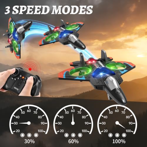 Image of 4DRC V32 Foam RC Plane Drone with 4 Batteries, 80 Mins Long Flight RC Airplane Helicopter Fighter Jet for Kids Adults 8-16, 360 Flip Stunt Altitude Hold RC Airplane Helicopter Toy Gift for Beginners