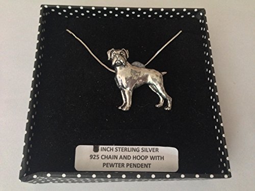 Boxer Pendentif argent sterling 925 chaîne 50,8 cm collier homme femme