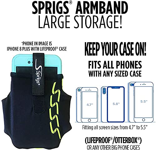Sprigs Phone Armband Sleeve For Iphone 12/11/X/8/7/6 Plus, Galaxy S7/S6, Google Pixel 5 4Xl. The Lightest & Most Comfortable Running Armband Fits All Phones With Case For Women & Men - Black Abstract #TOP2