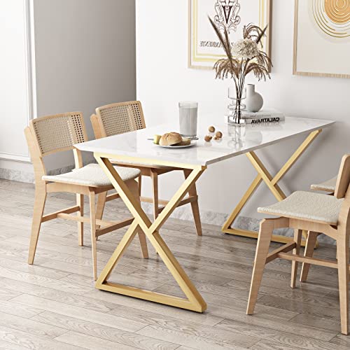 Image of HOMEKAYT Industrial Metal Table Legs (H28 x W24) Heavy Duty Modern Furniture Legs for DIY Use Set of 2 Desk Legs Multiple Uses for Dinning Table,Coffee Table,Kitchen Table-(Triangle-Shape,Gold)