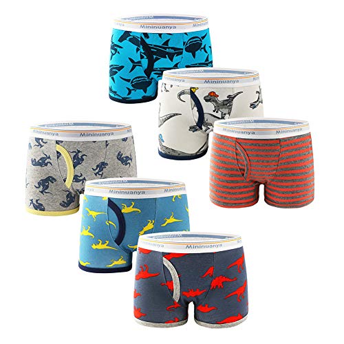 Boys Boxer Briefs Cotton Training Boxer Toddler Performance Underwear Cartoon Dinosaur Shark Size 5 6 Assorted 6 Pack