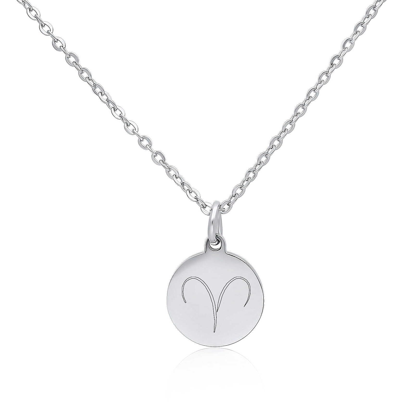 Collana da donna MyCode collezione Happy Zodiac in acciaio anallergico. Targa ovale con segno zodiacale ariete personalizzabile solo sul retro. Idea regalo Compleanno|Natale|Amicizia|Amore