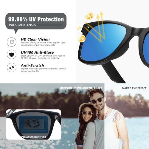 Image of MEETSUN Polarized Sunglasses for Women Men Classic Retro Square Frame Driving Sun Glasses UV Protection