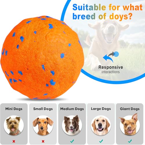Interaktives Hundespielzeug Ball, Automatisch Bewegendes, Hüpfendes Kauspielzeug, E-TPU-Material, Geeignet für Große und Mittelgroße Hunde, zur Linderung von Langeweile zum täglichen (Orange-1)