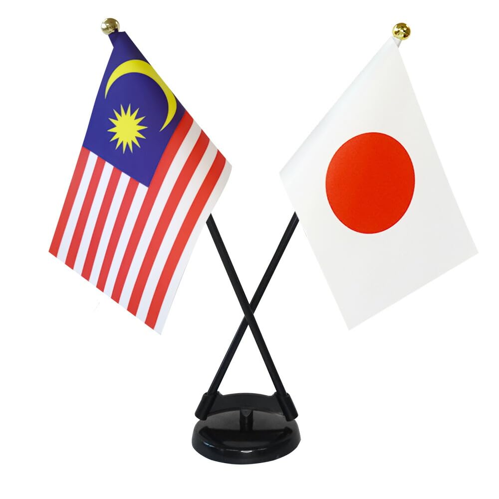 Amazon | TOSPA マレーシア×日本 国旗 ミニフラッグ 2本立てクロス