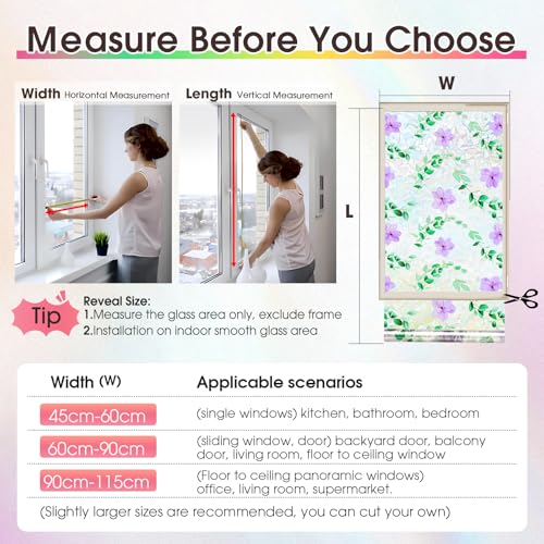 Beautysaid Window Film Privacy for Glass Windows, Stained Glass Window Film with Flower, Frosted Window Static Cling without Glue for Home House Door Bedroom Office, Purple, 90 x 200cm - Cosy Home Interiors Beautysaid Window Film Privacy for Glass Windows, Stained Glass Window Film with Flower, Frosted Window Static Cling without Glue for Home House Door Bedroom Office, Purple, 90 x 200cm - Image 9