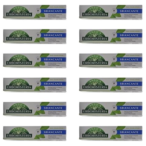 Antica Erboristeria: "Sbiancante" Whitening Toothpaste - 2.5 Fluid Ounces (75ml) Tubes (Pack of 12) [ Italian Import ] Cover