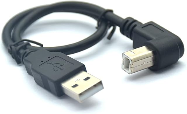 1.5M USB to Printer Adapter Cables 90 Degree USB 2.0 A Male to B Down Angle Plug Converter Lead 480Mbps High Speed Wireless Wired Adaptor Scanner Extension Cord (up)