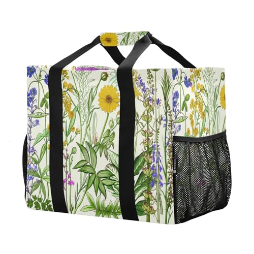 Flowers (2) Reusable Grocery Bags Large Tote Bag Waterproof Canvas Organizer for Beach Picnic Laundry Travel2