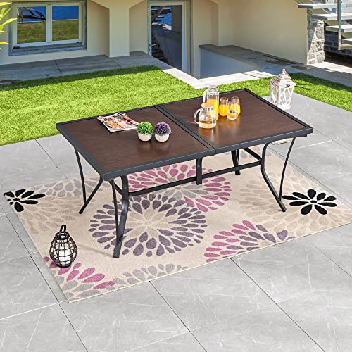 Image of LOKATSE HOME Outdoor Dining Table Patio Metal Rectangular for Lawn, Backyard, Garden