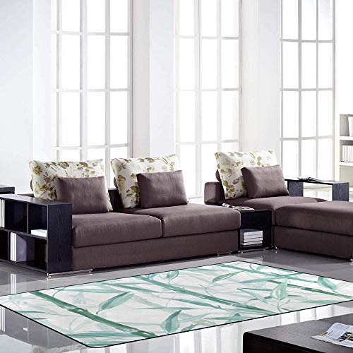Tapis vert botanique grand tapis salon chambre facile à nettoyer Ruchen - 4