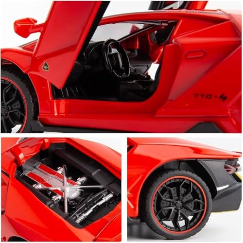 Image of Lambo LP770-4 Die-Cast Metal Toy Car 1:32 Scale with Pull-Back Action, Lights & Sound, Openable Doors, Realistic Model Car for Kids