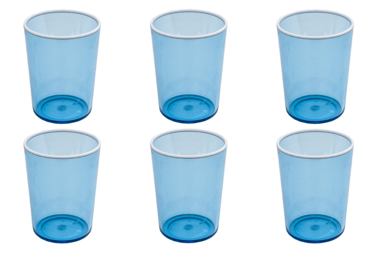 Abode Homewares Contrast Blue Premium Acrylic Drinkware Indoor Outdoor Double Old Fashioned Blue 16 8oz Set of 6