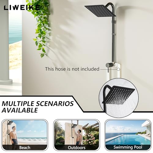 LIWEIKE All Metal Outdoor Shower, Matte Black, 8" Rainfall Shower Head by LIWEIKE - Used condition - Image 5