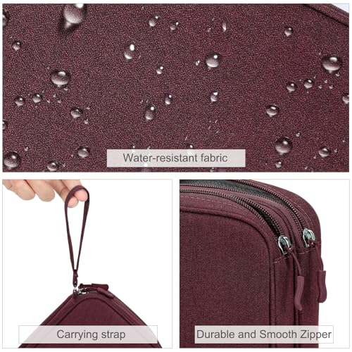 Image of FYY Electronic Organizer, Large Travel Cable Organizer Bag Pouch Electronic Accessories Carry Case Portable Waterproof Double Layers All-in-One Storage Bag for Cable, Cord, Charger, Phone, Wine Red