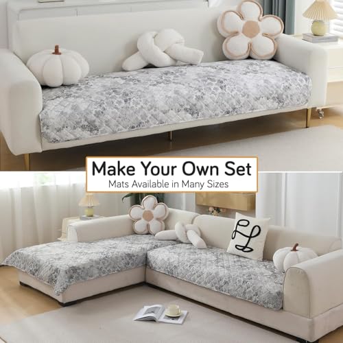 Image of HOKIPO Printed Waterproof + Anti-Slip + Quick Dry Sofa Seat Mats, Abstarct Pale Grey - Length 220cm (NEW-AR-5236-P7)
