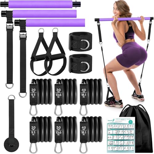 Barre de Pilates WenYa avec élastiques fitness 180lbs pour le sport à la maison